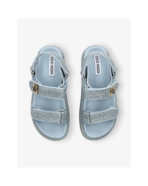 Steve Madden Blue Bigmona Raffia Flat Sandals