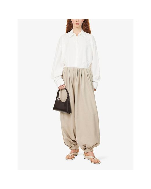 The Couture Club White Contour Cinched-Waist Cotton-Blend Shirt