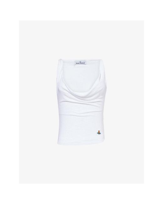 Vivienne Westwood White Anna Cowl-Neck Knit Top