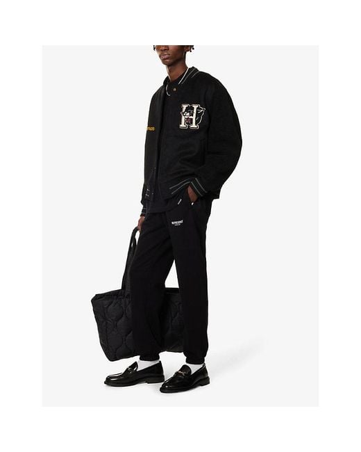 Represent Black Owners' Club Text-Print Relaxed-Fit Cotton-Jersey Jogging Bottoms for men