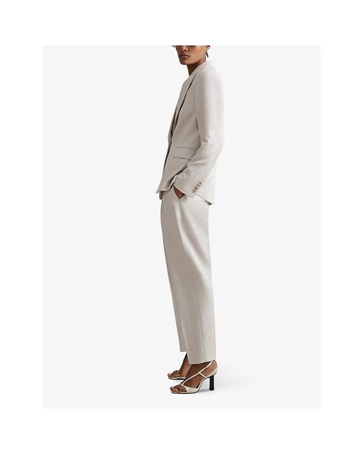 Reiss Gray Farrah Tapered-leg Mid-rise Woven Trousers
