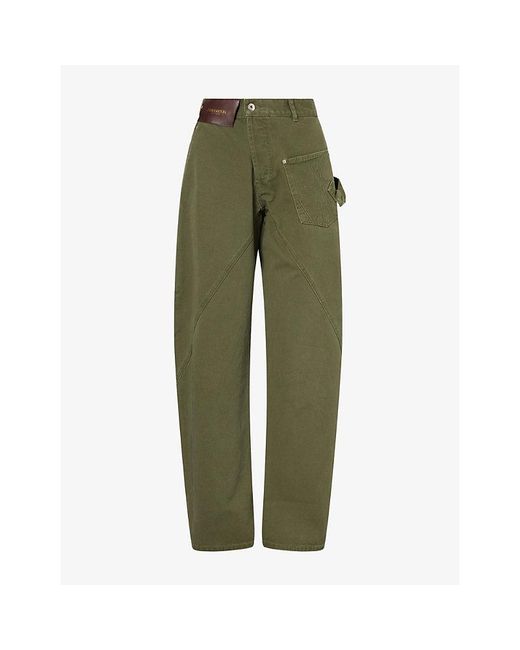 J.W. Anderson Green Twisted Workwear Cotton Denim Jeans