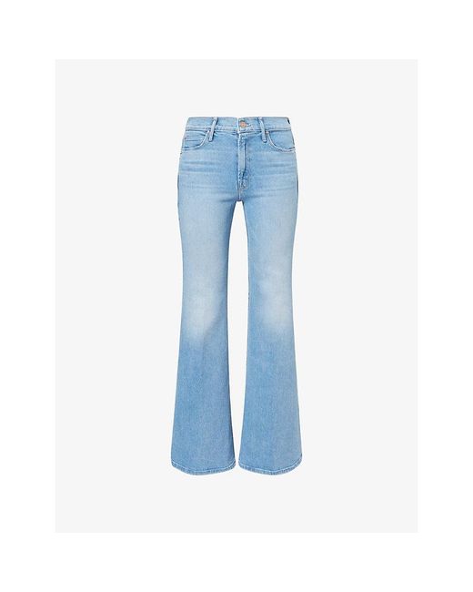 Mother Blue Lil Doozy Wide-Leg Cotton-Blend Denim Jeans