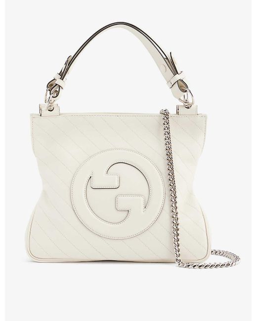 Gucci White Blondie Small Leather Tote Bag