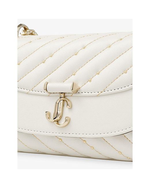 Jimmy Choo White Curve Small Leather Crossbody Bag