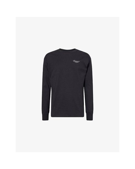 Givenchy Blue Brand-Print Long-Sleeves Cotton-Jersey T-Shirt for men