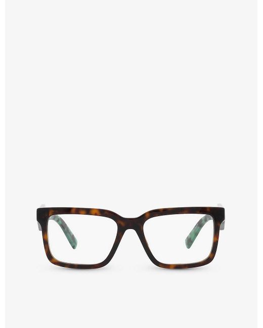 Prada Brown Pr 10yv Rectangle-frame Tortoiseshell Acetate Eyeglasses for men