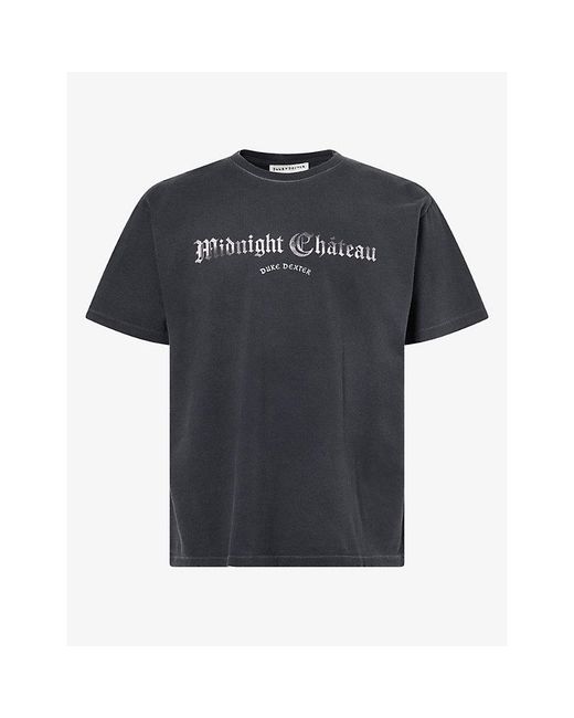 Duke & Dexter Black Mc Chess Washed Graphic-Print Cotton T-Shirt for men