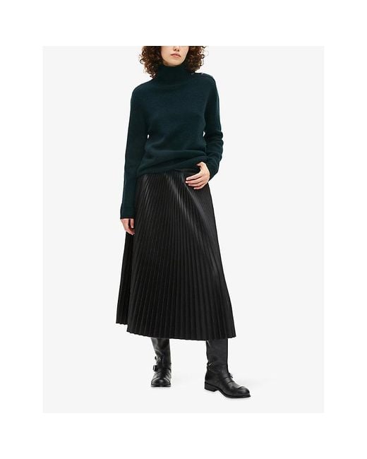 The Kooples Blue Funnel-Neck Wool Knitted Jumper