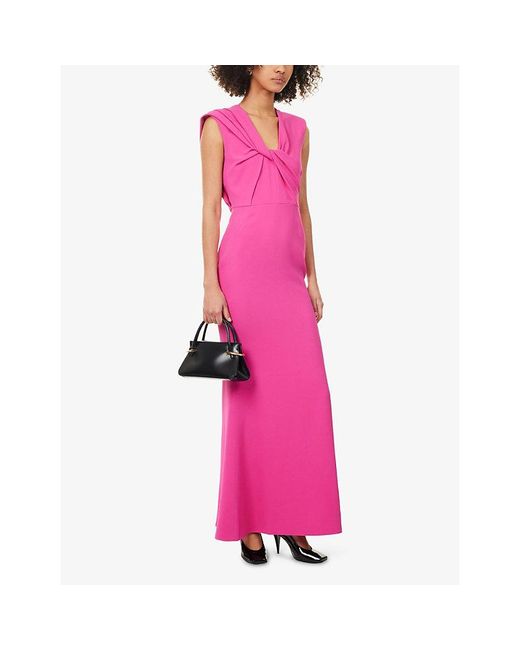 Givenchy Pink Cady Draped Woven Maxi Dress
