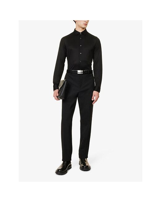 Emporio Armani Black Pleated-cuff Jersey Shirt Xx for men
