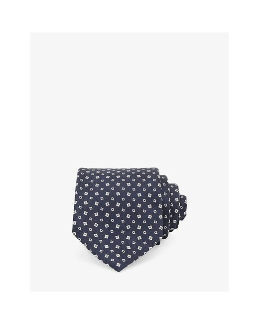 Reiss Blue Dario Micro-Square Silk-Blend Tie for men