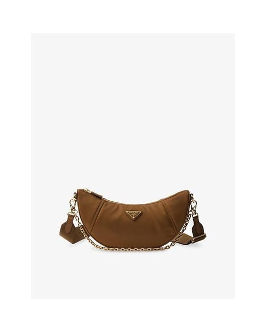Prada Brown Re-Nylon Brand-Plaque Shoulder Bag