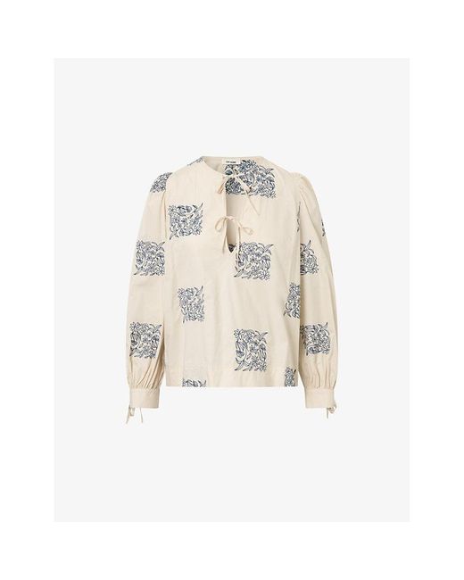 Nué Notes Natural Hartwell Printed Cotton Blouse