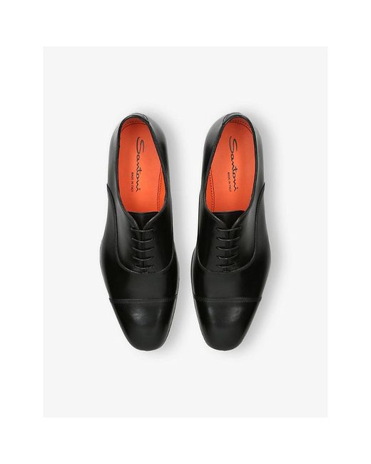 Santoni Black Adrian Leather Oxford Shoes for men