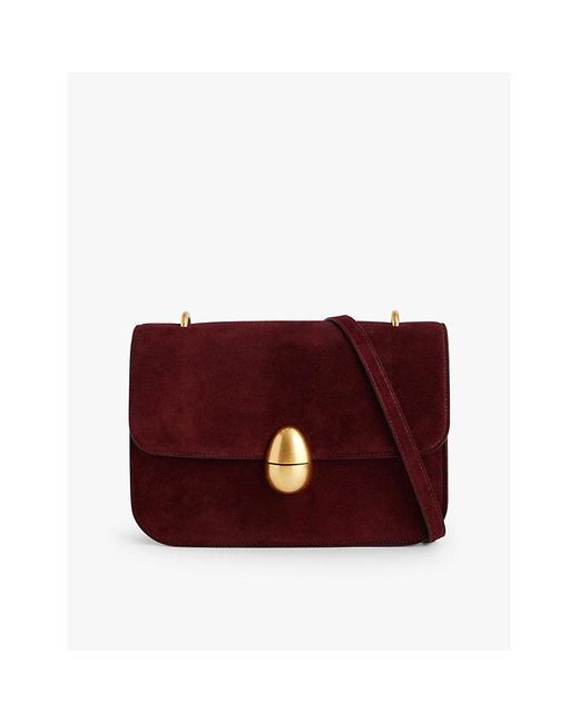 Neous Red Phoenix Adjustable-strap Suede Cross-body Bag