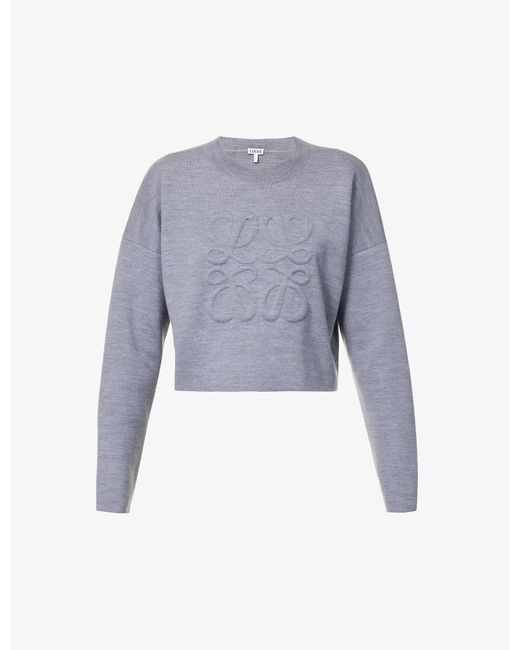 Loewe Anagram-embossed Wool-blend Jumper in Light Grey (Blue) | Lyst