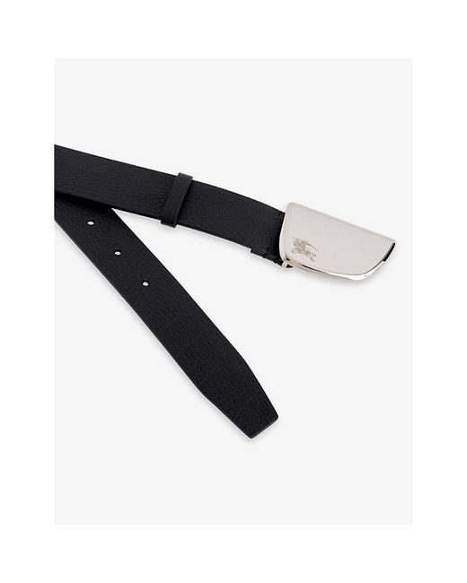 Burberry Black Shield Asymmetrical-buckle Leather Belt for men