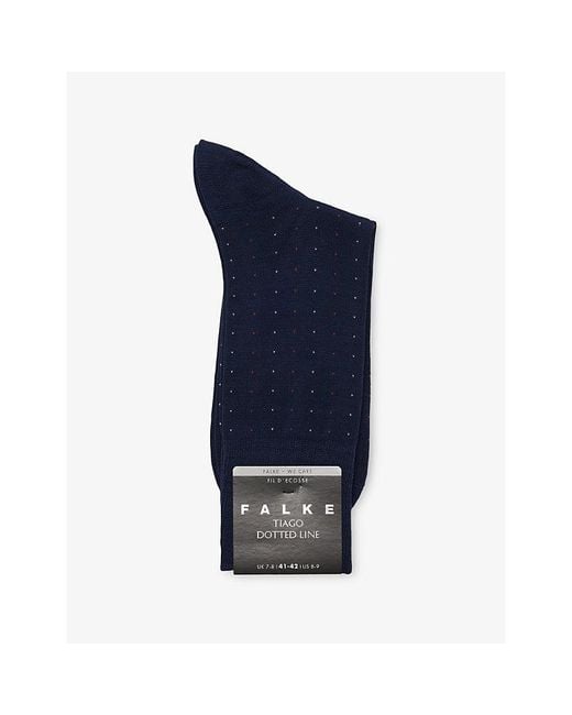 Falke Blue Tiago Dotted Line Cotton-Blend Socks for men