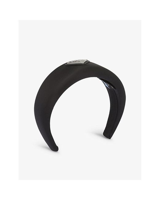 Prada Black Re-nylon Brand-plaque Recycled-nylon Headband