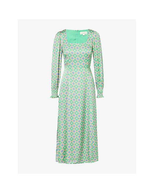 Aspiga Green Lyla Floral-Pattern Woven Maxi Dress