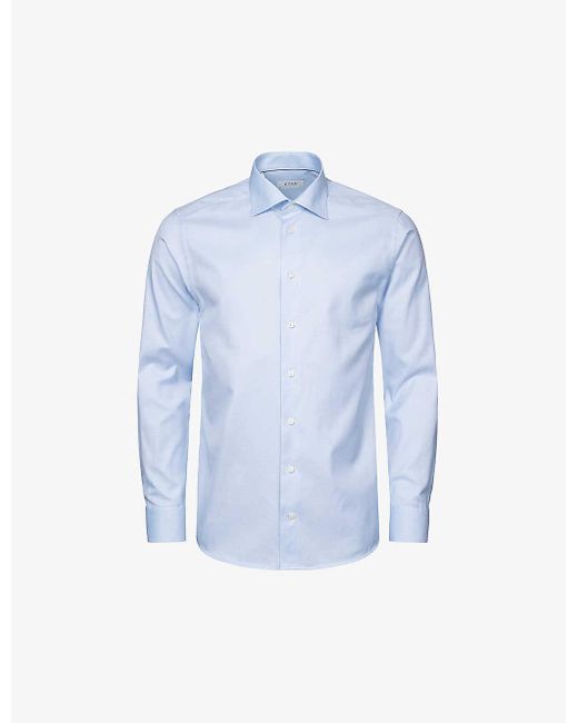 Eton of Sweden Blue Signature Twill Pin-dot Regular-fit Cotton Shirt for men