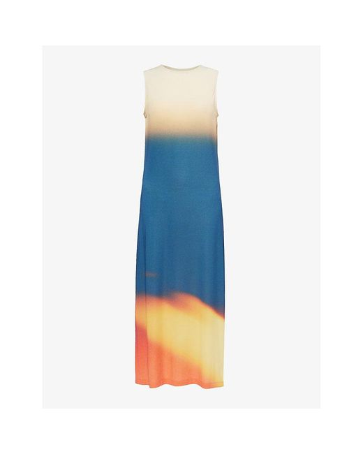 Issey Miyake Blue Light Leak Gradient-pattern Jersey Maxi Dress