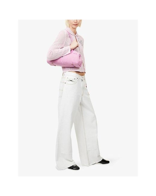 COACH White Wide-Leg Contrasting-Topstitching Denim Jeans