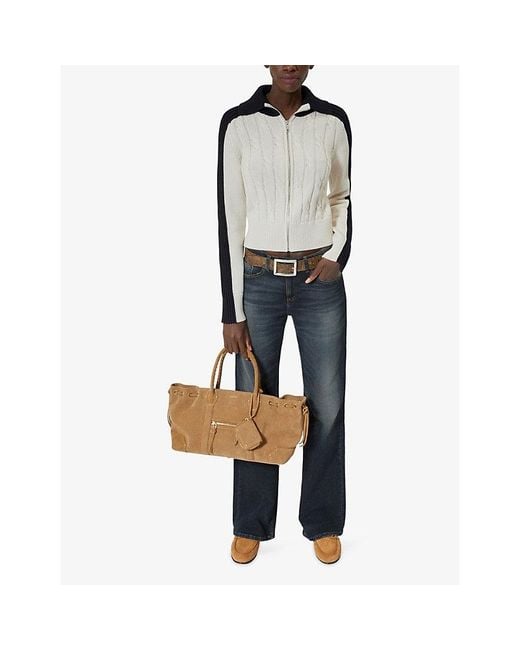 The Kooples Black Zipped Colour-Block Cotton Cardigan