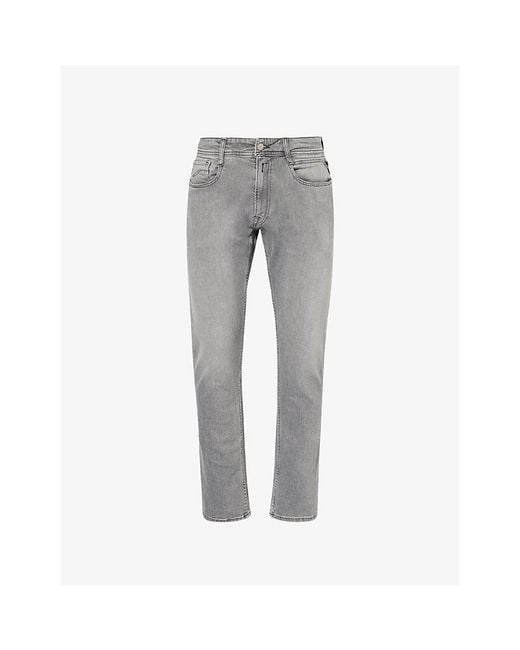 Replay Gray Rocco Tapered-Leg Denim Jeans for men