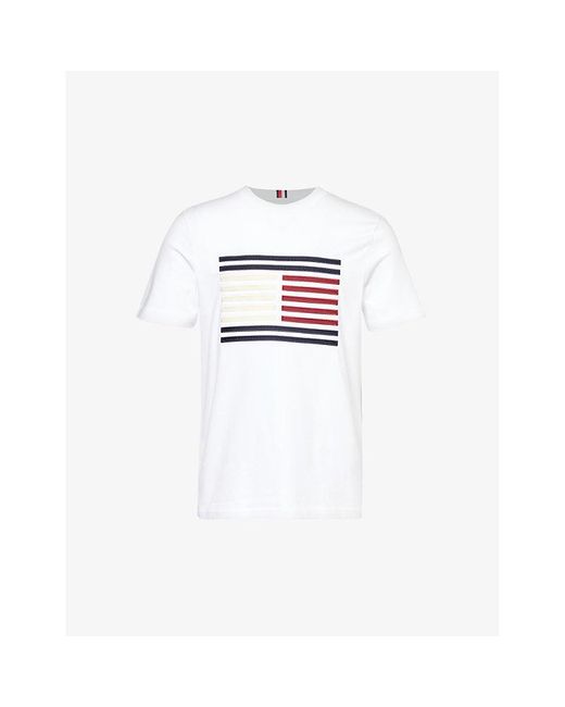 Tommy Hilfiger White Logo-print Cotton-jersey T-shirt X for men