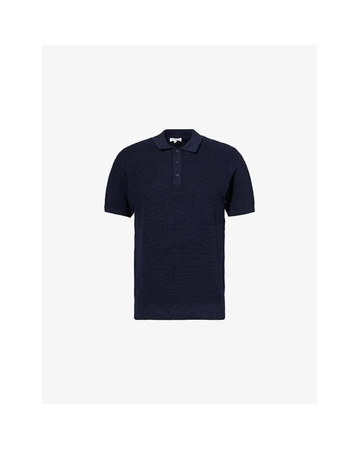 Arne Blue Rib-Knit Cotton Polo Shirt for men