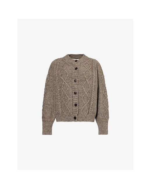 Skall Studio Brown Agnete Cable-Knit Wool Cardigan