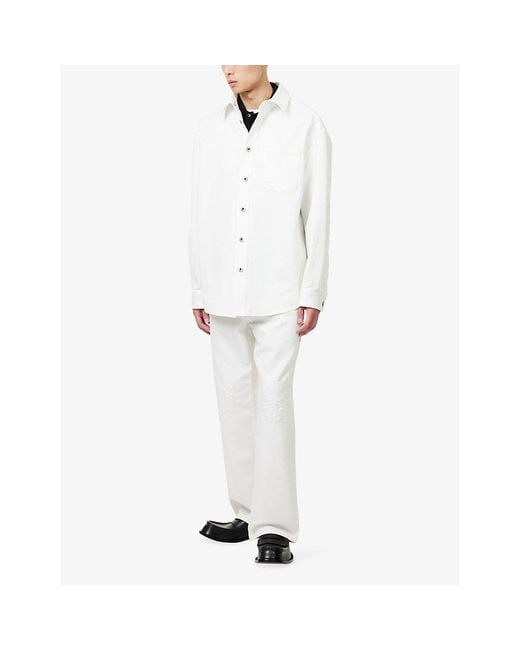 Loewe White Anagram-Embroidered Cotton Overshirt for men