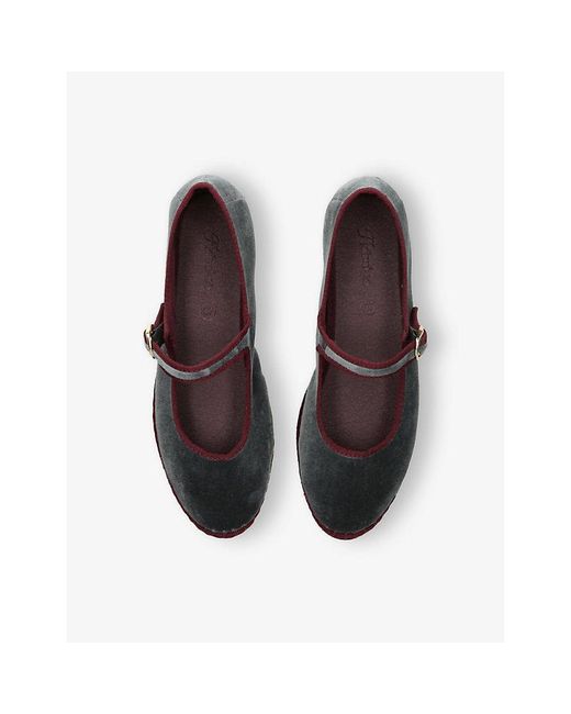 Flabelus Multicolor Georgina Contrast-Trim Velvet Mary-Jane Shoes