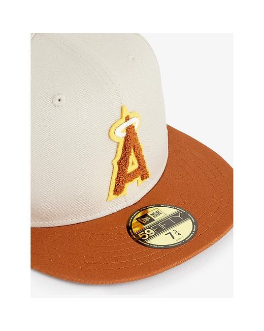 KTZ Natural 59fifty Los Angeles Angels Brand-embroidered Cotton-twill Cap for men