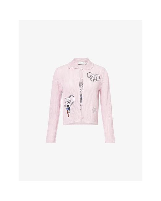 COACH Pink X Brain Dead Graphic Intarsia Cotton Cardigan