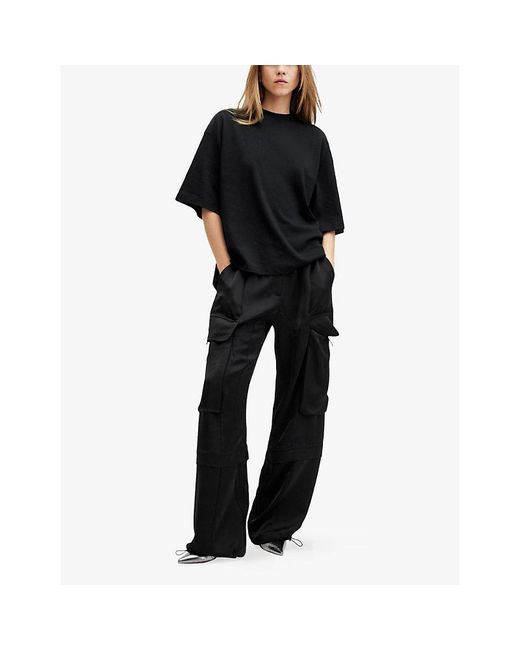 AllSaints Black Amelie Relaxed-Fit Short-Sleeve Cotton T-Shirt