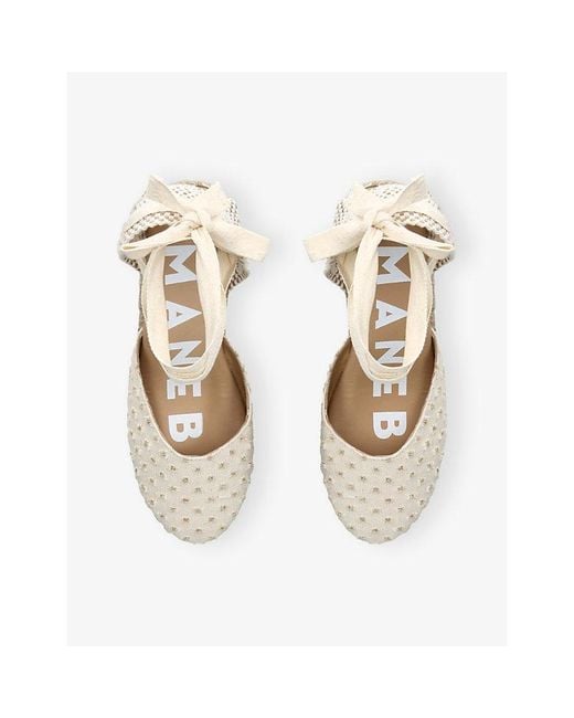 Manebí White Cut-Out Cotton-Canvas Wedge Espadrilles