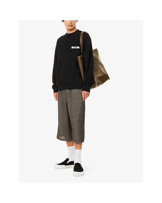 Jacquemus Black Gros Grain Crewneck Cotton-Jersey Sweatshirt for men