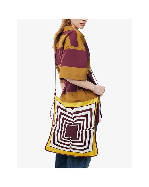 Dries Van Noten Metallic Abstract-pattern Adjustable-strap Woven Tote Bag