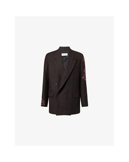 Dries Van Noten Black Bishop Embroidered 2196 Wool Jacket for men