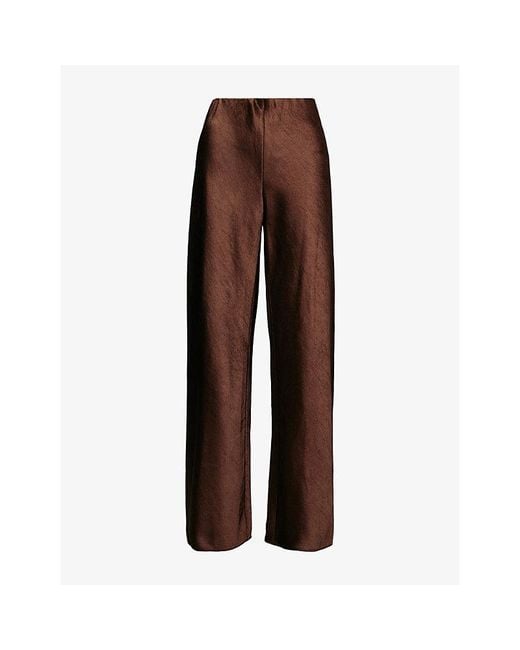 Vince Brown Colette Wide-Leg Cotton Trousers