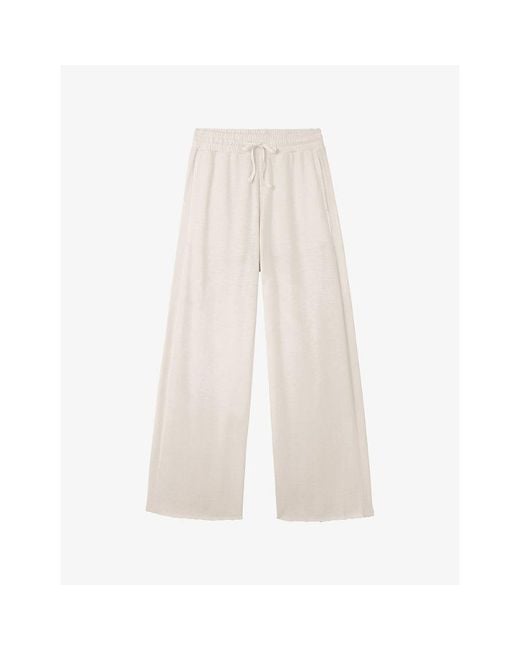 The White Company White Drawstring-Waist Wide-Leg Mid-Rise Cotton Trousers
