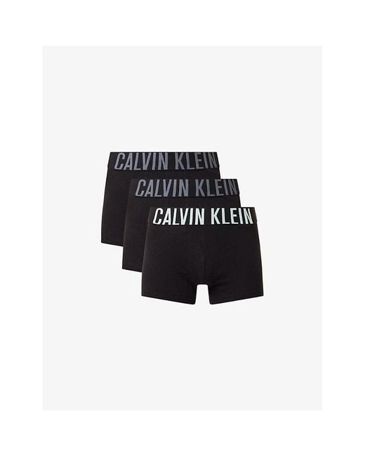 Calvin Klein Black Wht,Aerial,Turb Intense Power Pack Of Three Cotton-Jersey Trunks for men