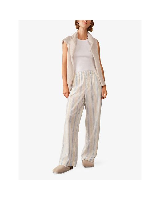 The White Company White Striped Relaxed-Fit Cotton Pyjama Trousers