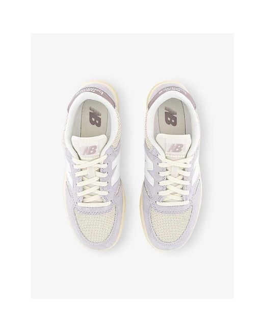 New Balance White T500 Suede Low-Top Trainers