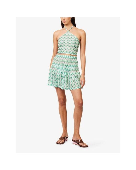 Missoni Blue Floral-Print Knitted Mini Skirt