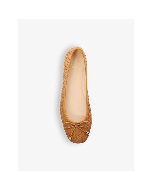 Dune White Heights Bow Woven Ballet Flats