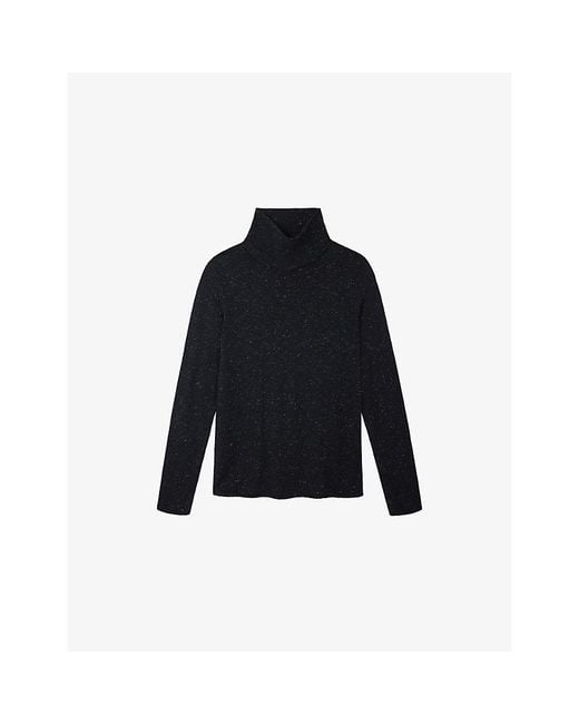 The White Company Blue Sparkle Funnel-Neck Cotton-Blend Jumper